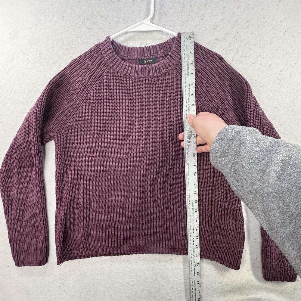 Quince 100% Organic Cotton Fisherman Sweater Size Medium Eggplant Boxey - Picture 6 of 12